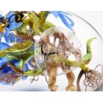 Paul J. Stankard Floral, Orb & Root Person Oblate Paperweight